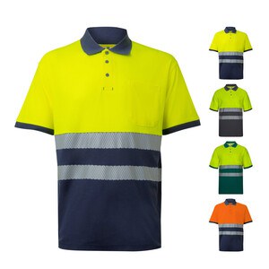 Velilla 36100 - Two-tone piqué polo shirt (150g/m²) with short sleeves, in cotton (55%) and polyester (45%)