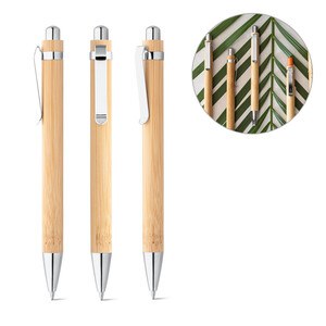 Bamboo ball pen with metal clip - Egotier 81163