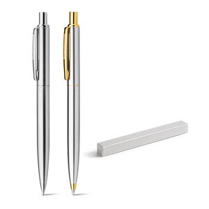 Stainless steel ball pen with glossy body and clip - Egotier 81170