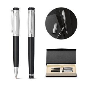 Metal Rollerball and ballpoint pen set with clip - Egotier 81193
