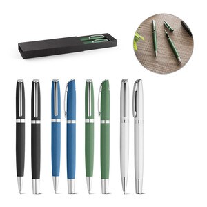 Roller and ball pen set with recycled aluminium (100% rAL) body - Egotier 91778