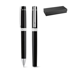 Metal rollerball and ballpoint set with clip - Egotier 91816