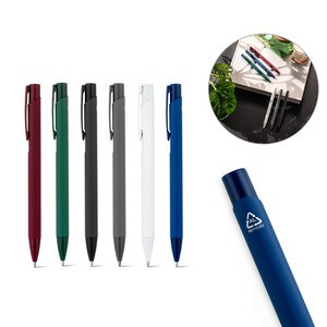 Recycled aluminium (100% rAL) ballpoint pen with rubber finish - Egotier 91944