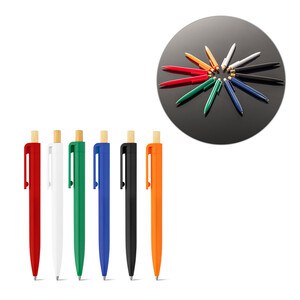 Recycled ABS (100% rABS) ballpoint pen with bamboo button - Egotier 91945