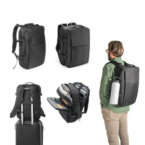 High-density recycled 600D polyester travel backpack for 17'3" laptop - Egotier 92318