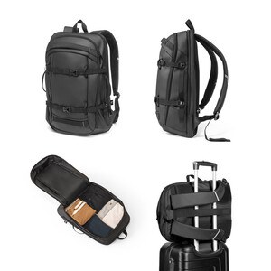 Laptop backpack in 900D, high-density recycled polyester, with water-resistant coating and 210D recycled polyester lining 17'3" - Egotier 92363