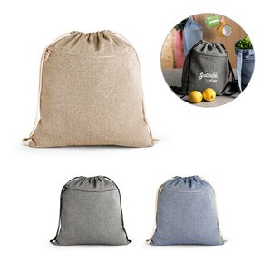Drawstring bag in recycled cotton (70%), polyester (30% rPET) (140 g/m²) - Egotier 92928