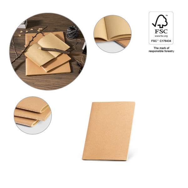 Notepad with cardboard cover (250 g/m²) and plain pages