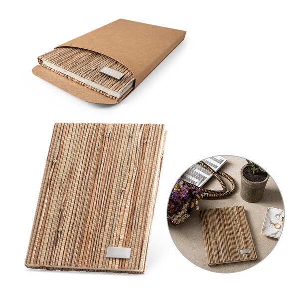 A5 notepad with hardcover made from natural straw fibres - Egotier 93275