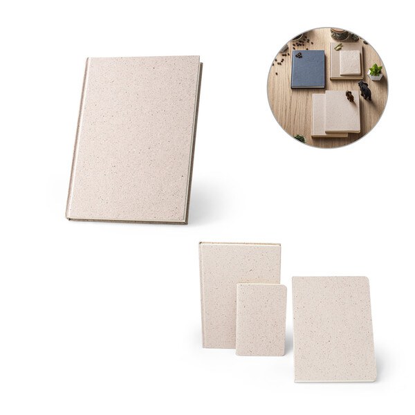 A5 notepad with hard cover made from organic elephant matter (80%)