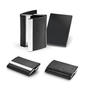 Double card holder in metal and PU - Egotier 93318