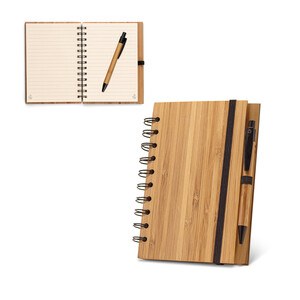 A5 spiral notebook in bamboo with 100% recycled paper - Egotier 93485