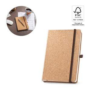 A5 cork notebook with plain pages in FSC™ certified material and other controlled materials - Egotier 93807