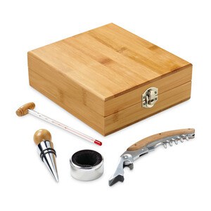 Bamboo, zinc and stainless steel wine set - Egotier 94190