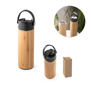 Thermos bottle in bamboo, stainless steel and PP 440 mL - Egotier 94257