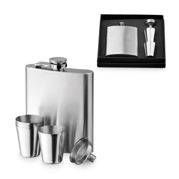 Stainless steel bottle and glasses set 200 mL - Egotier 94665