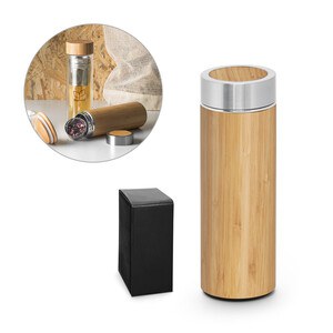 Bamboo and stainless steel (90% recycled) thermal bottle 430 mL - Egotier 94683