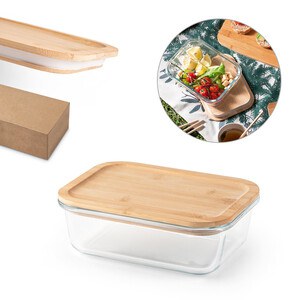 Lunch Box. Hermetic box in borosilicate glass and bamboo lid 1000 mL - Egotier 94781