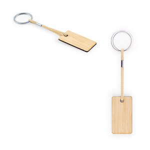 Rectangular bamboo keyring with PET cord - Egotier 95089