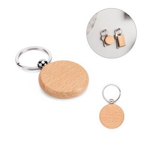 Round keyring in beech wood - Egotier 95094