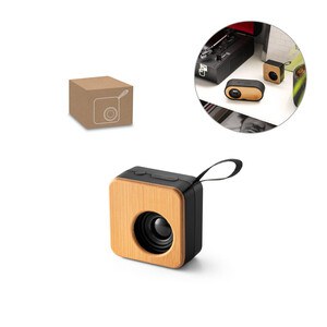 Portable 3W speaker with 4h battery life in bamboo and recycled ABS (100% rABS) - Egotier 97098