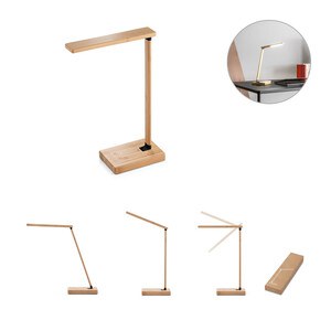 Folding desk lamp with 15W superfast wireless charger in bamboo - Egotier 97122