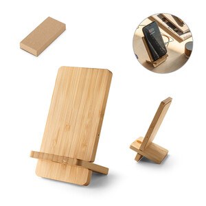 Smartphone holder with 15W fast wireless charger in bamboo - Egotier 97132