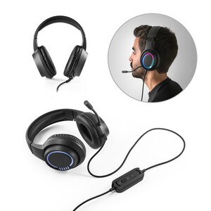 ABS headphones with 2m cable, microphone and RGB LED lights - Egotier 97135