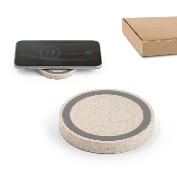 Superfast 5W wireless charger in ABS and straw fibre