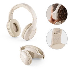 Foldable wireless headphones with 4-hour battery life in wheat straw and ABS - Egotier 97939