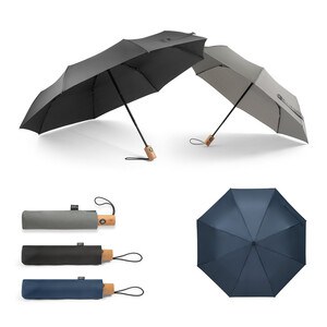 Telescopic umbrella in 190T recycled polyester (100% rPET) pongee with automatic opening and closing - Egotier 99040