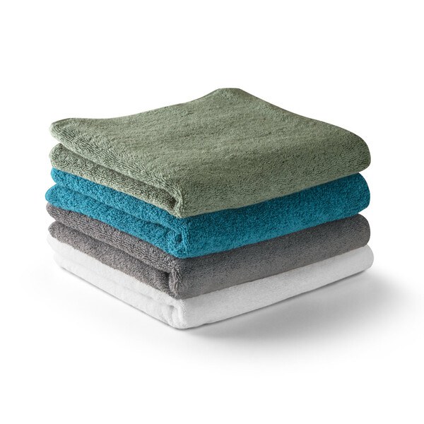 Bath towel (500 g/m²) in cotton (82%) and recycled cotton (18%)