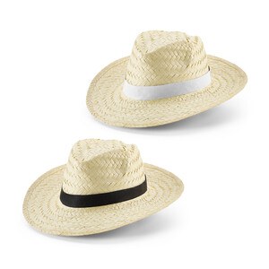 Natural straw hat with polyester ribbon - Egotier 99084