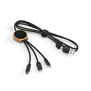 Asimov 5-in-1 Cable Bamboo and rPET. Backlit logo - Aodaci ACB003