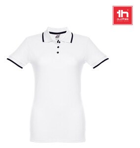 TH Clothes 30138 - Women's Polo Shirt with contrast colour trim and buttons