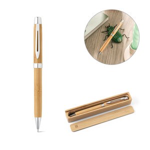Bamboo ballpoint pen with clip and twist mechanism - Egotier 91789