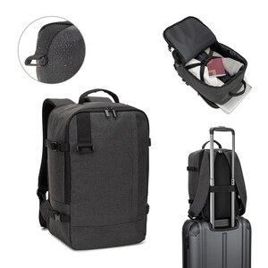 Backpack developed to fulfil the dimensions required by airlines in high-density 600D recycled polyester - Egotier 92361