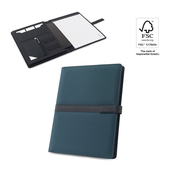 A4 folder in PU (50% recycled) with magnetic closure and notepad with lined pages - Egotier 93656
